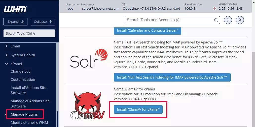 How to install ClamAV on cPanel Server ServerOK