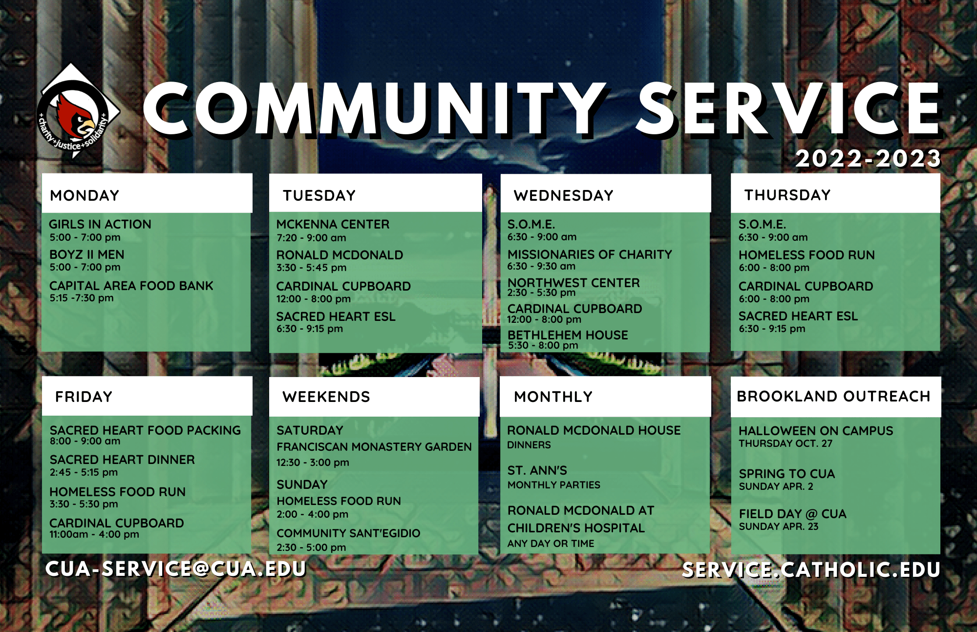 Cua Spring Break 2022 Service Calendar - Campus Ministry Service And Justice - Catholic University - Washington, Dc | Cua