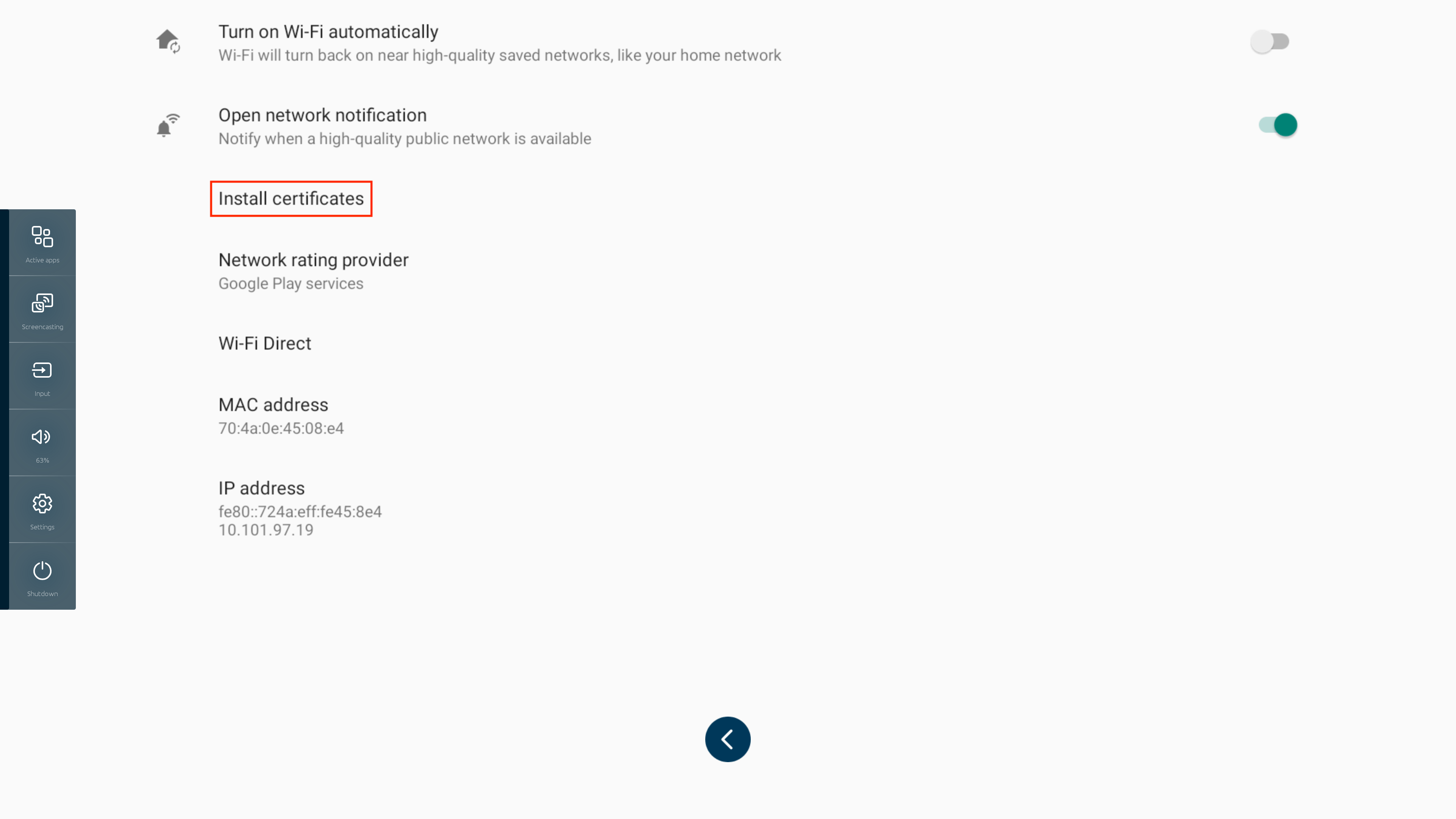 How do I install a WiFi certificate in Central 4.x Prowise Customer