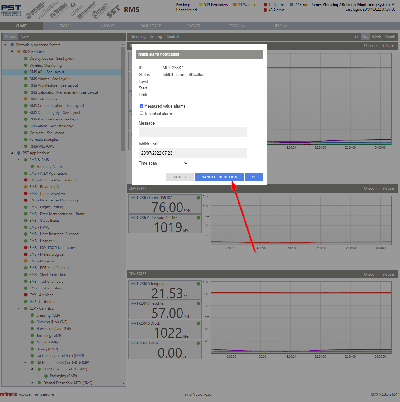 Software Overview > RMS Monitoring Software > Working with the RMS