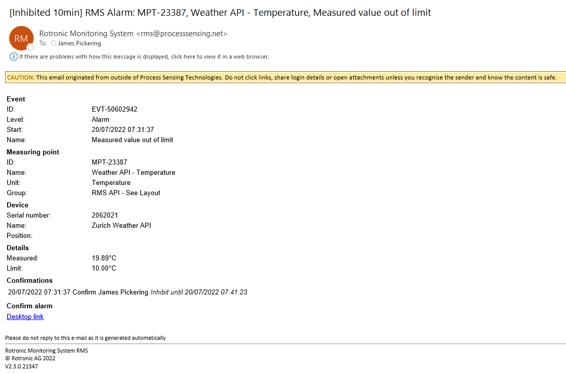 Software Overview > RMS Monitoring Software > Working with the RMS