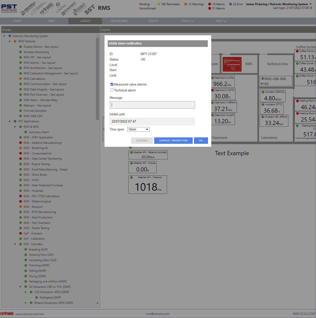 Software Overview > RMS Monitoring Software > Working with the RMS
