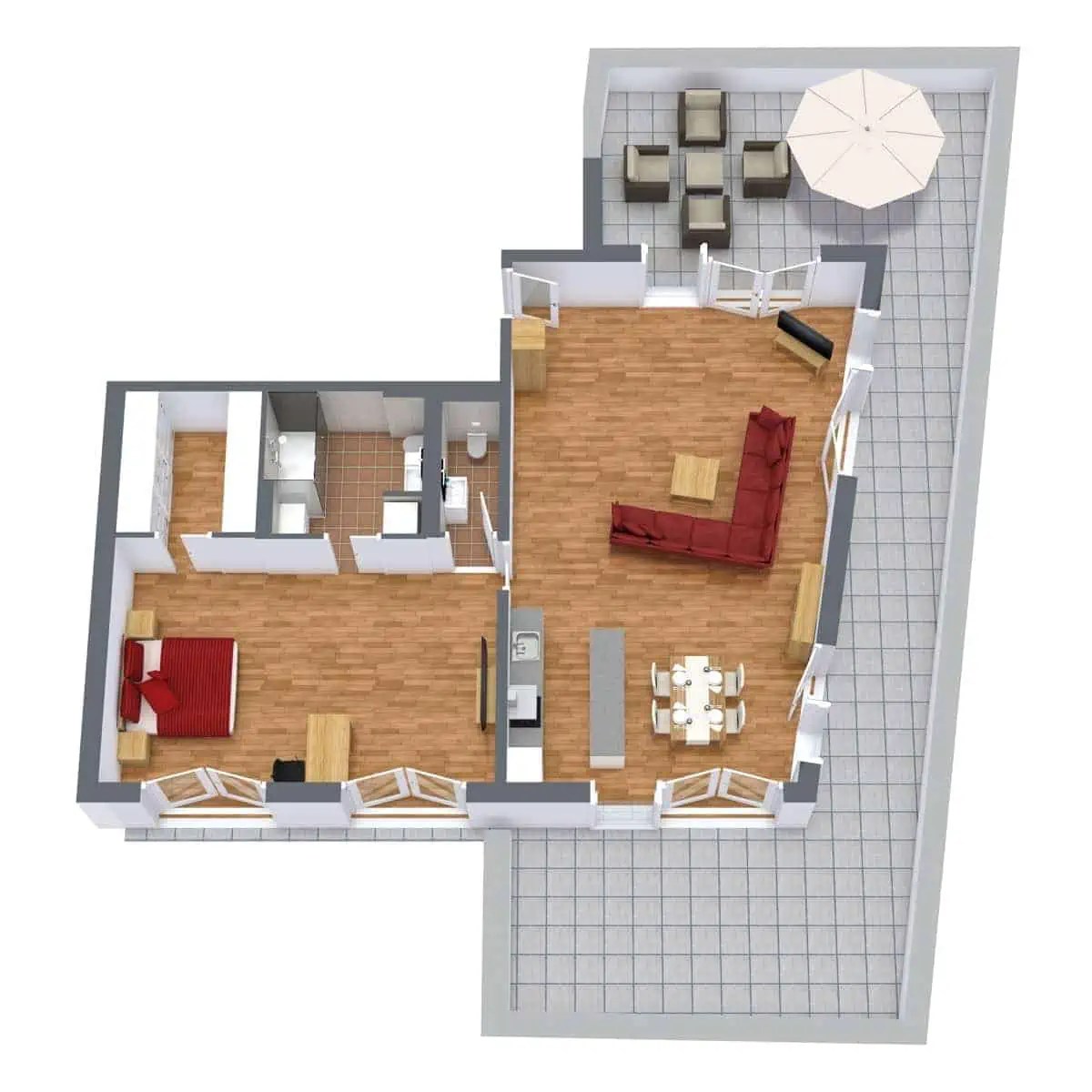 Möbliertes LuxusCityPenthouse in StuttgartMitte » 1 Schlafzimmer (951)