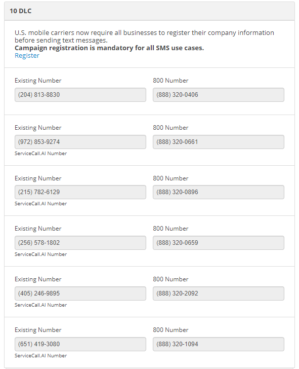 Temporary 1800 Phone Number(s)Now Live! Service Fusion