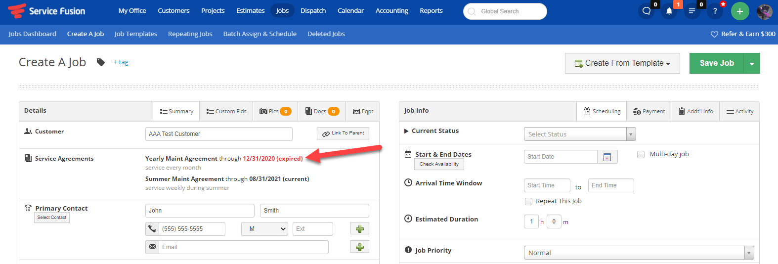 Customer Service Agreement Tracking Service Fusion