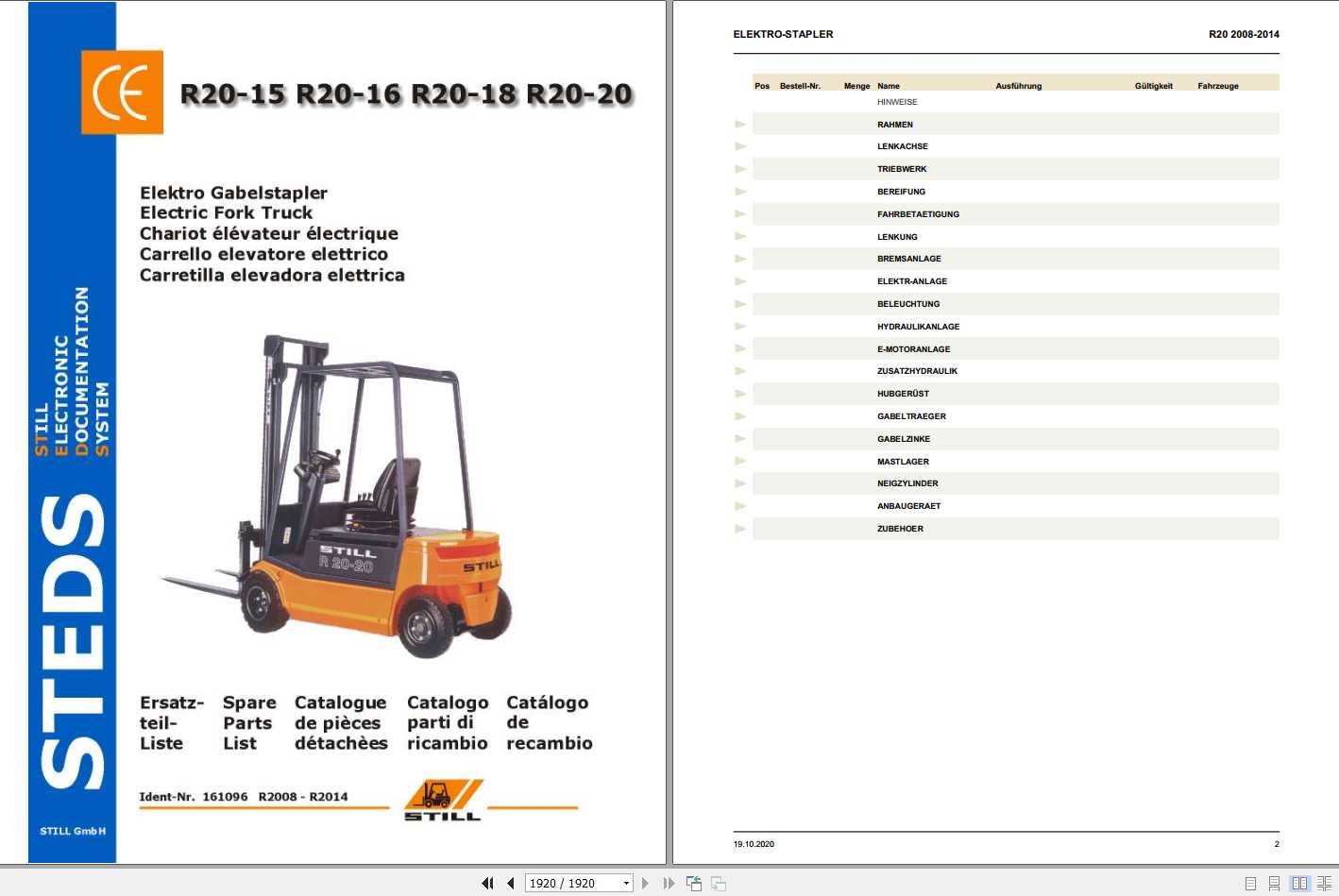 Still Electric Fork Truck R2015 R2016 R2018 R2020 (R2008R2014