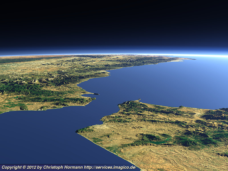 Closeup view of the Strait of Gibraltar Imagico.de Geovisualizations