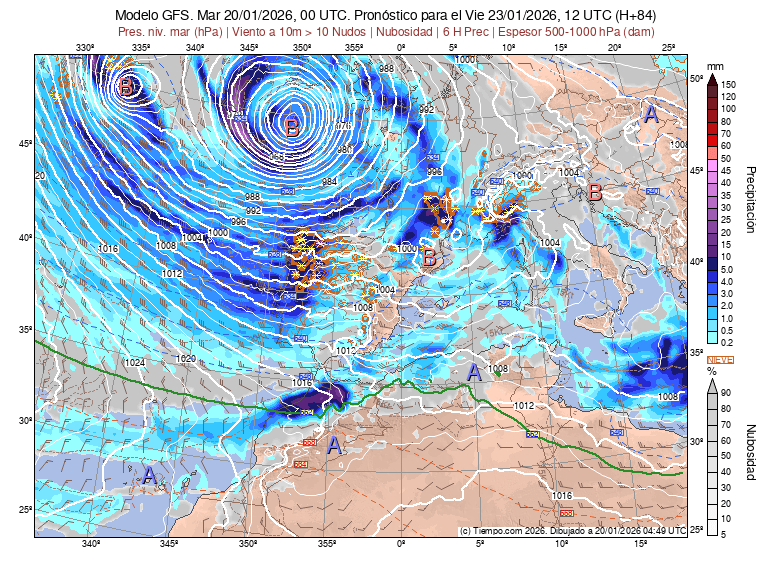 Pronóstico del Tiempo en A Coruña Predicción y Mapas de Isobaras 24H