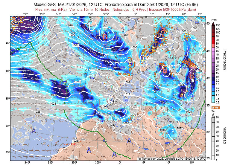 Pronóstico del Tiempo en A Coruña Predicción y Mapas de Isobaras 24H