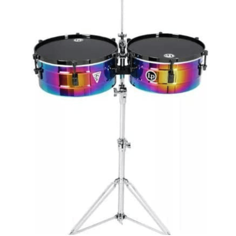 TIMBALES LP TONY SUCCAR 14'' & 15'' CON ATRIL, CROMADO TORNASOL MOD