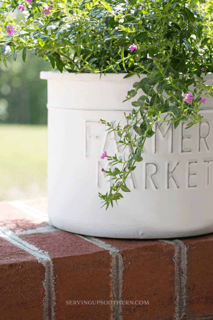 A Simple (New) Metal Flower Pot Makeover Serving Up Southern
