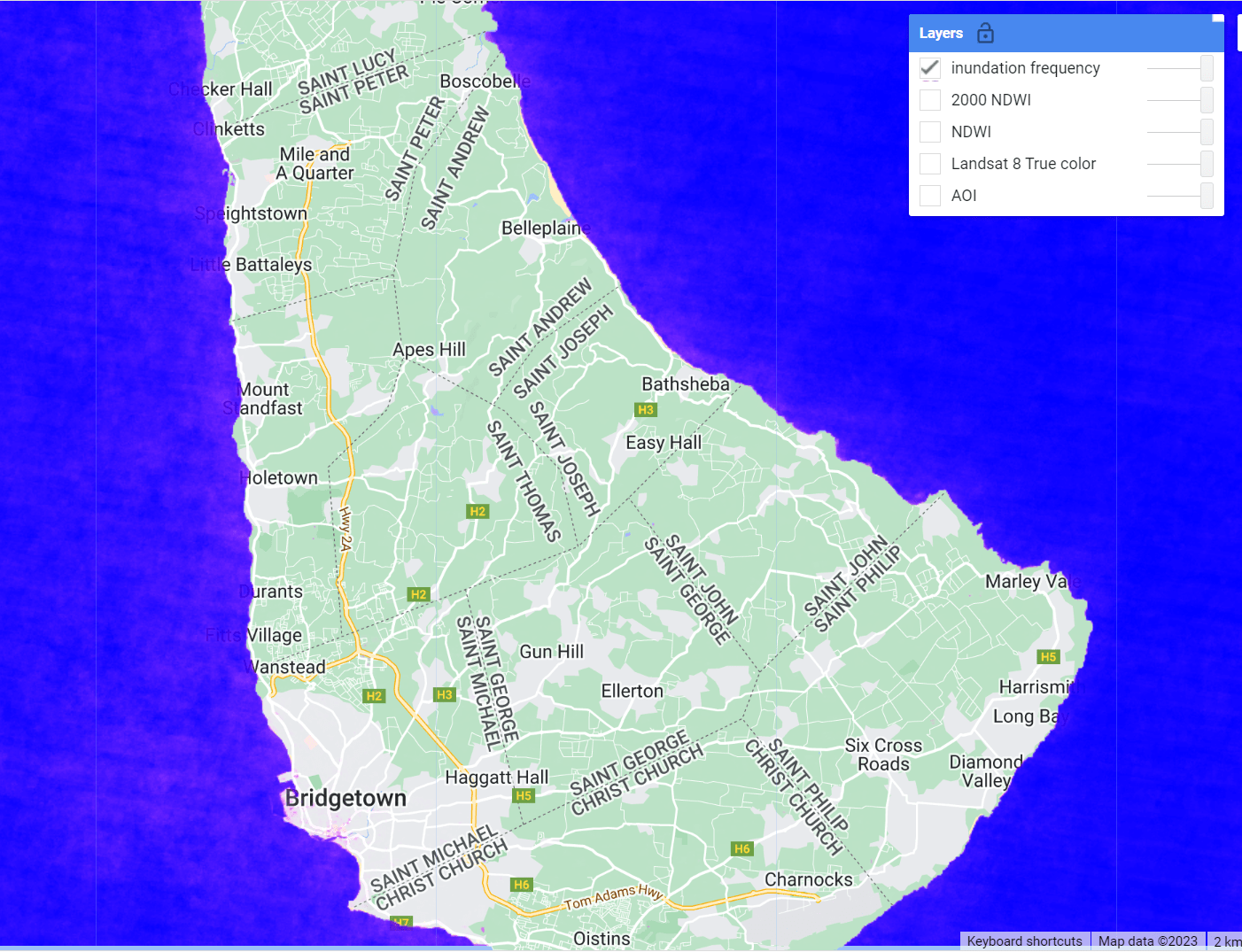 Surface Water Mapping using Optical Imagery Barbados Geospatial Capacity Building Training