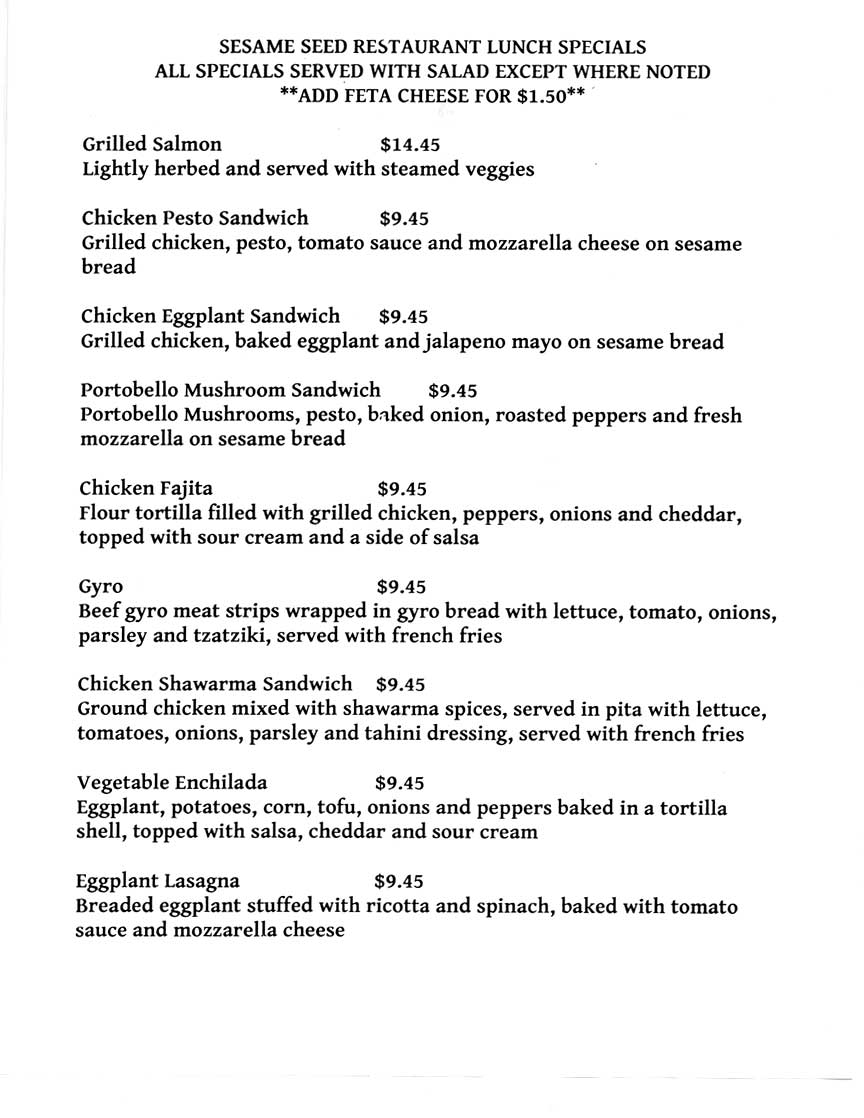 SESAME SEED RESTAURANT