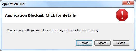 Java application Your security settings have blocked a selfsigned