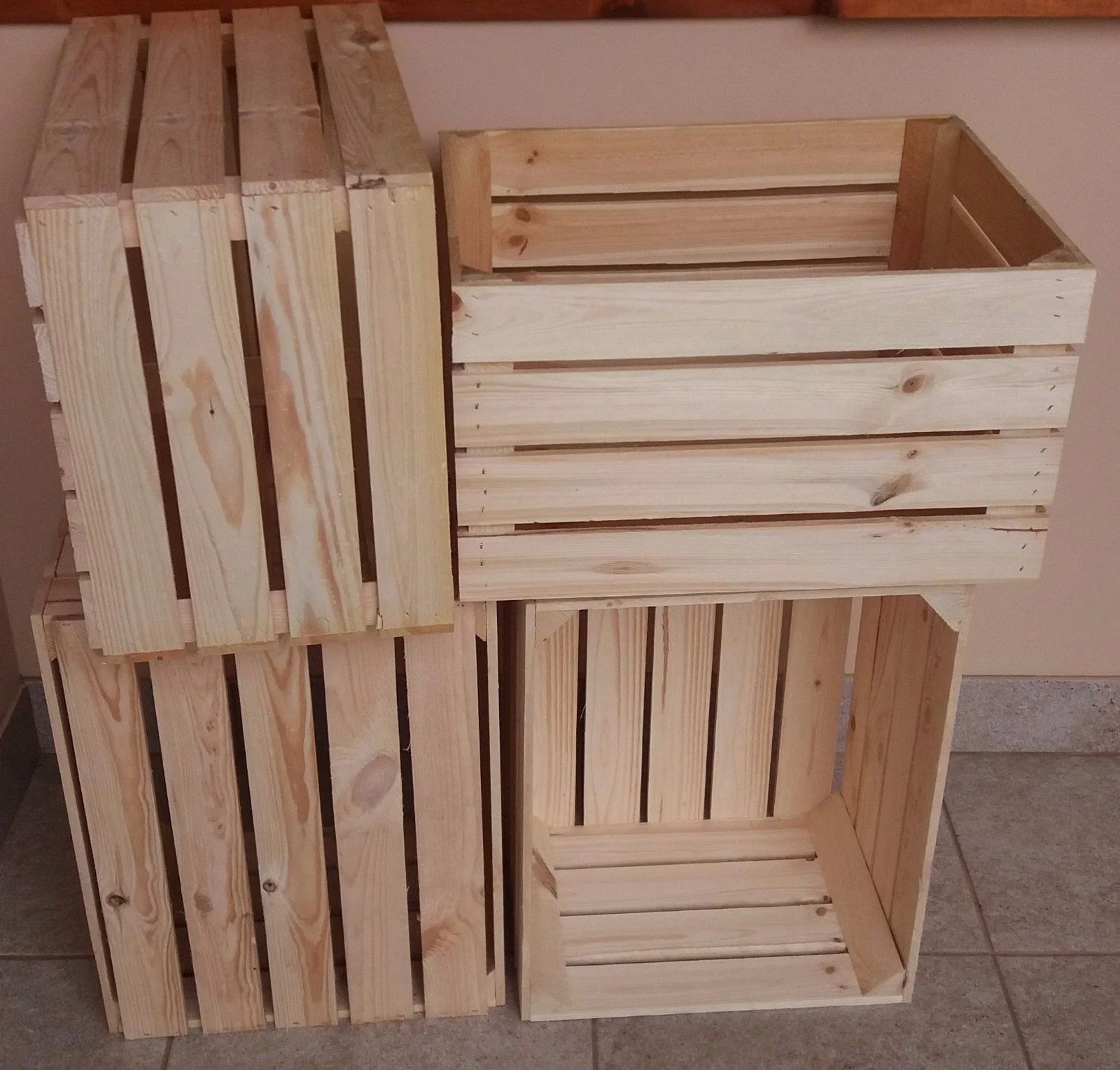 4 Amazing New Wooden Crates Perfectly Cleaned SetCrates