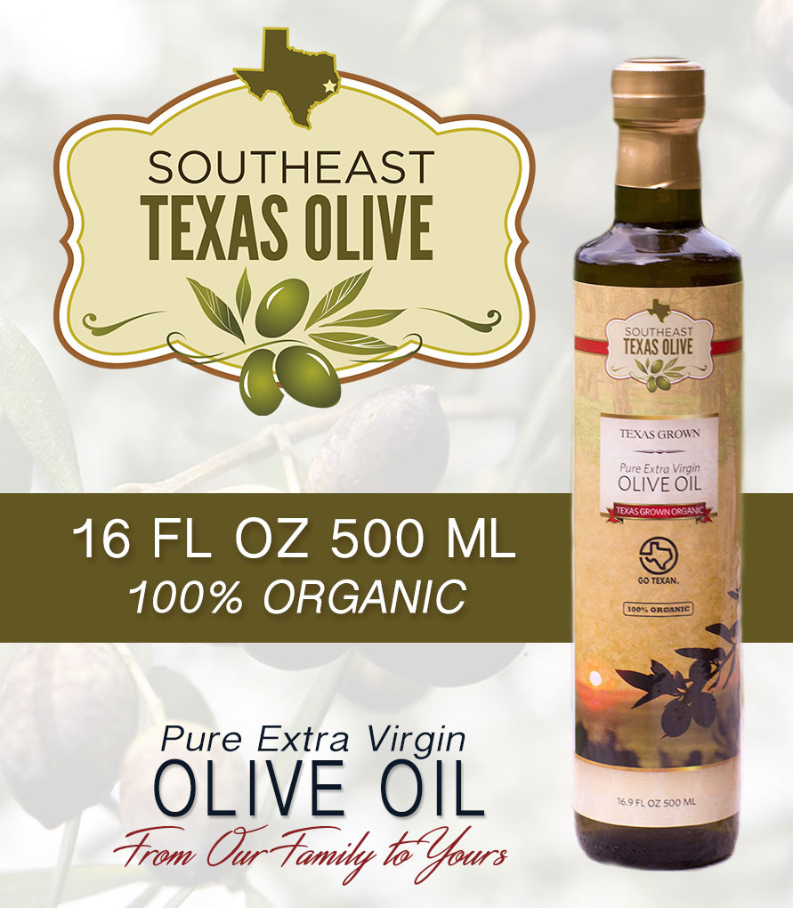 Southeast Texas Organic Extra Virgin Olive Oil (16.9 oz/500 ml Bottle
