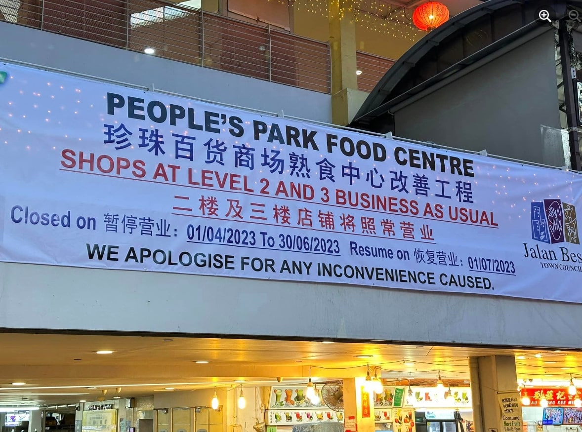 A list of hawker centres that are closed till July 2023