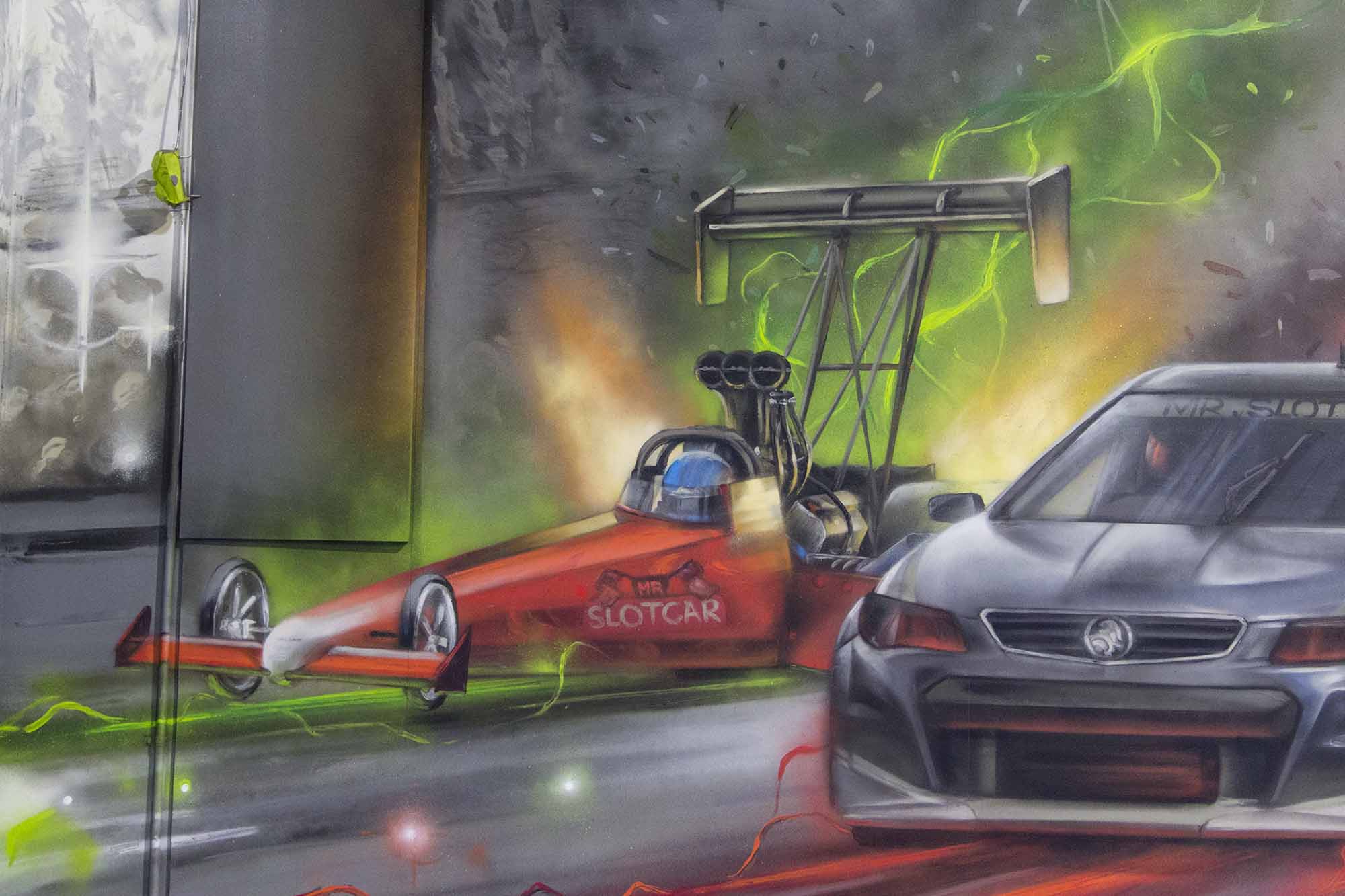 Mr Slot Car Graffiti Interior Street Artist Melbourne