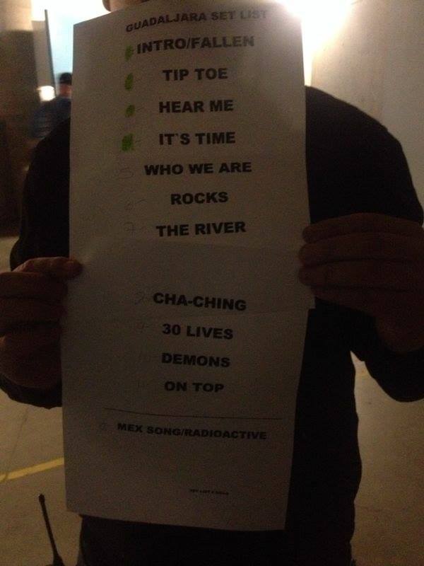 Setlist de Imagine Dragons 26 de Marzo Patio 2