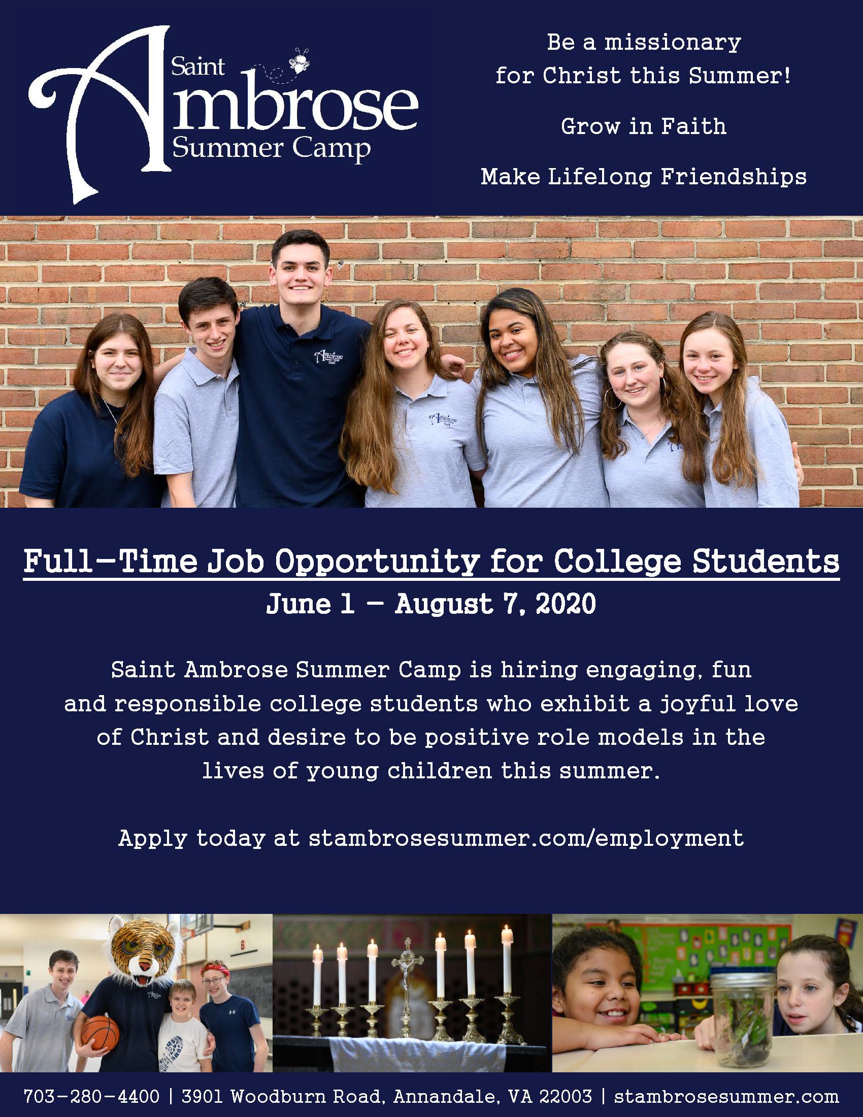SASC Staff Recruitment Flyer College Seton School Manassas
