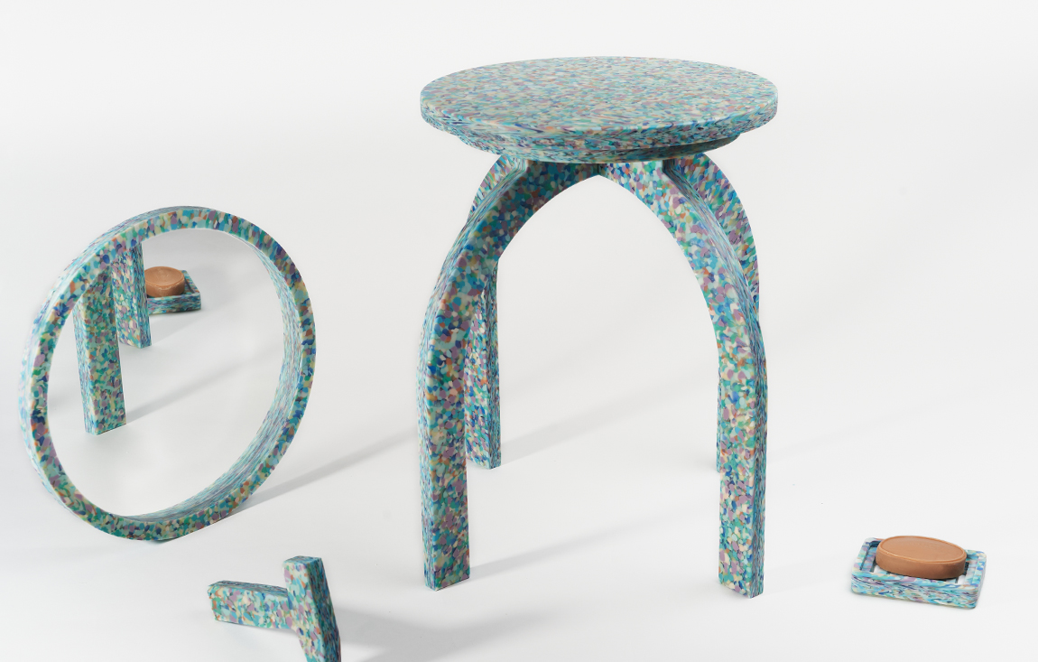 This Recycled Plastic Stool by 56 Hours Can Be Flat Packed