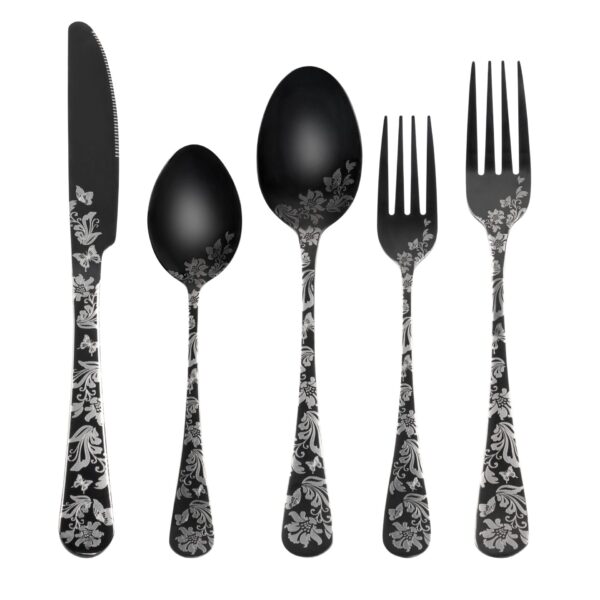 Black Floral Flatware Settings & Co.