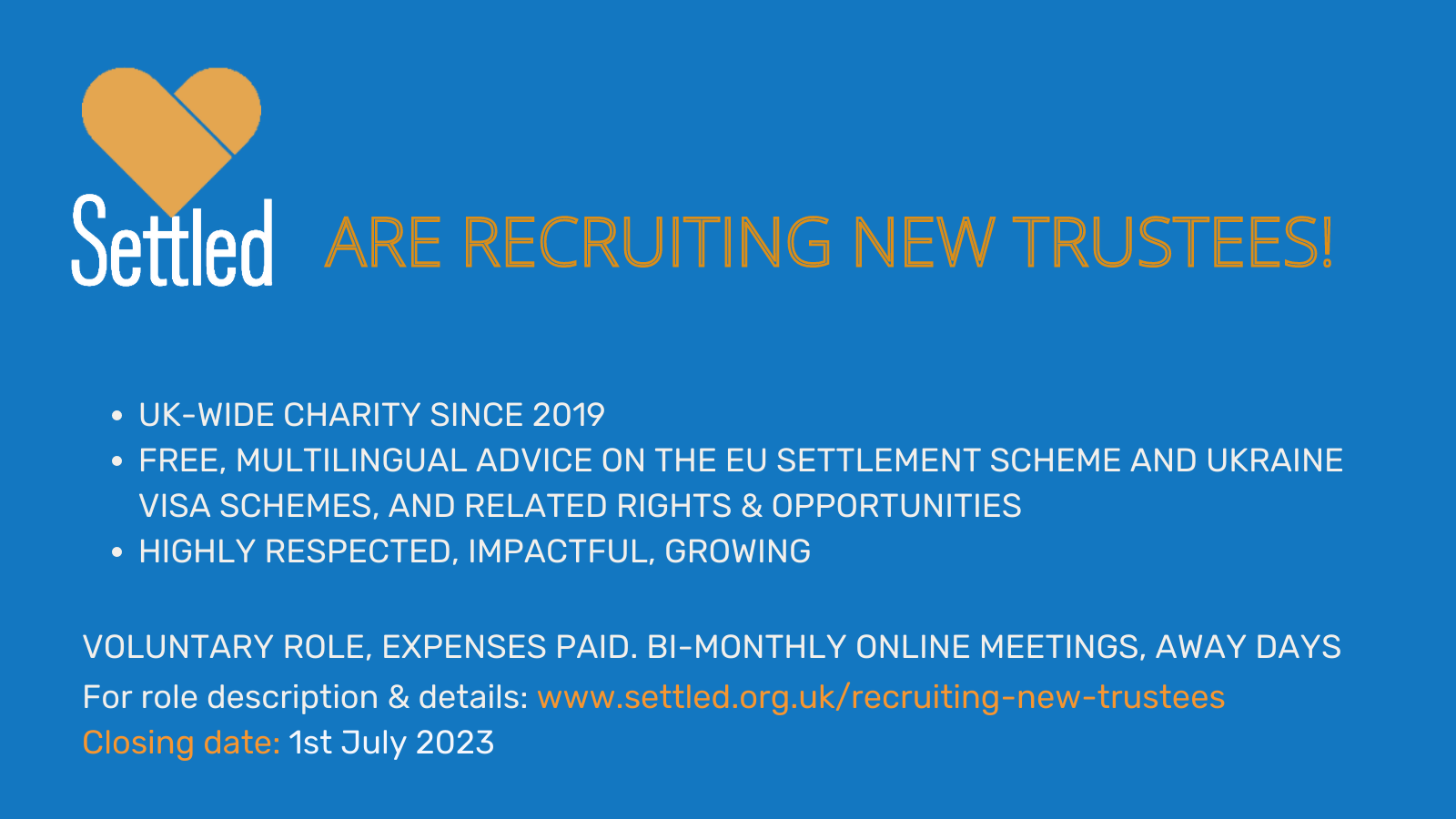 Recruiting NEW TRUSTEES Settled