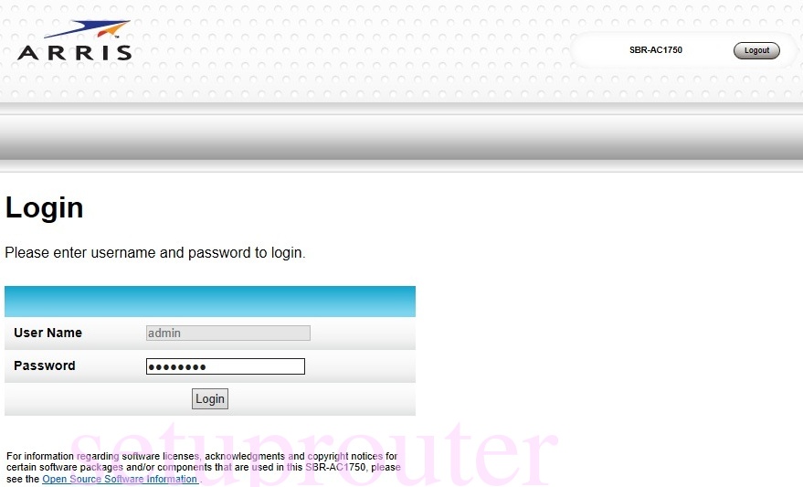 Arris SBRAC1750 Login Instructions