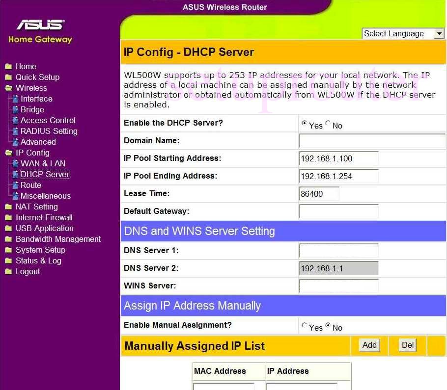 How to change the DNS settings on a Asus WL500W router
