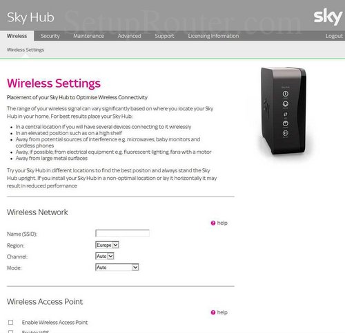 Setup WiFi on the BSkyB SkyHub