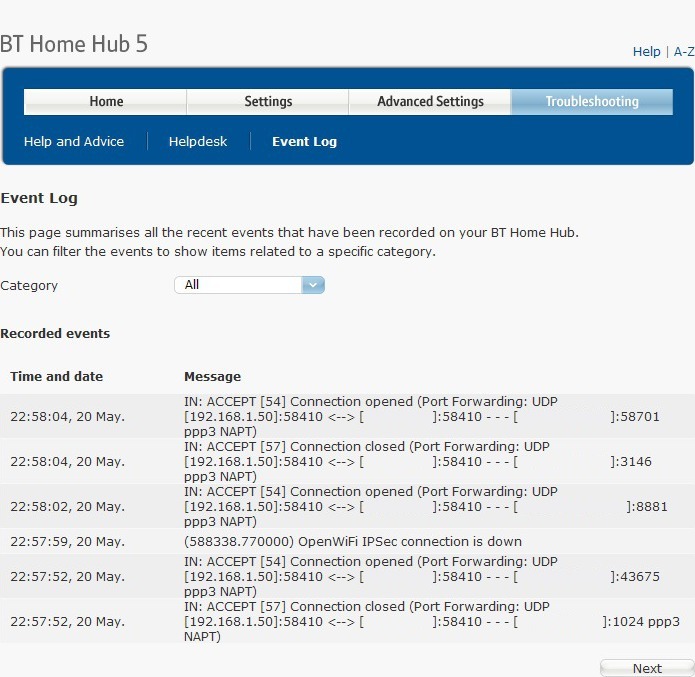 All Screenshots for the BT Home Hub 5