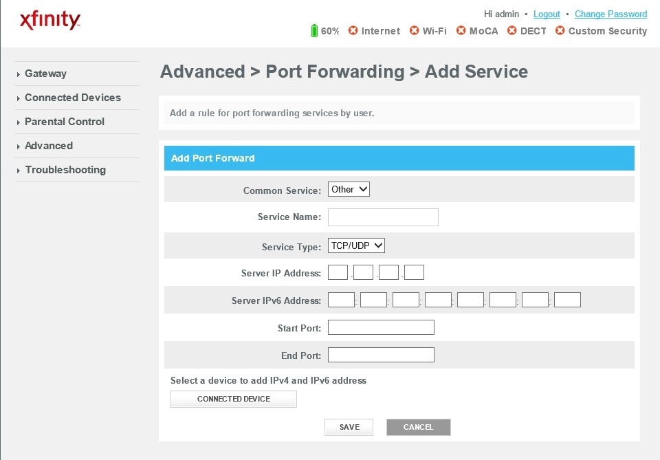 All Screenshots for the Cisco DPC3939 XFINITY