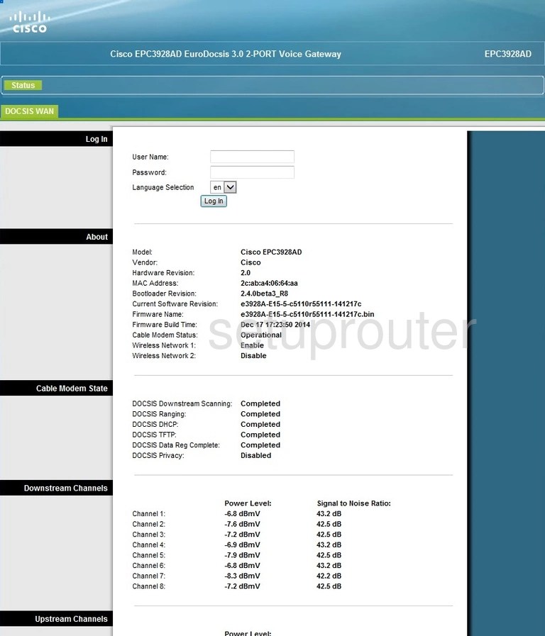 Cisco EPC3928AD Login Instructions