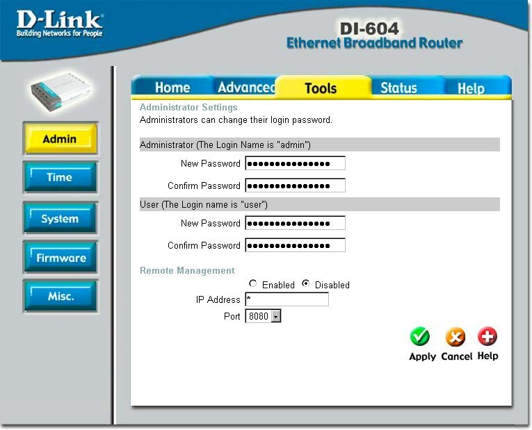 All Screenshots for the Dlink DI604