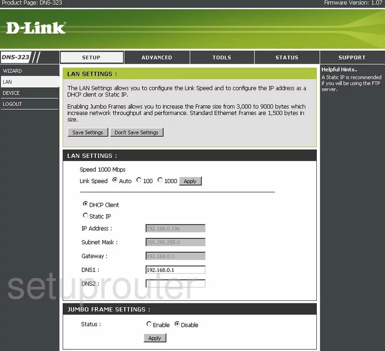 How to change the IP Address on a Dlink DNS323 router