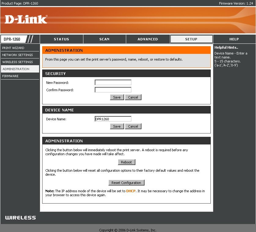 All Screenshots for the Dlink DPR1260