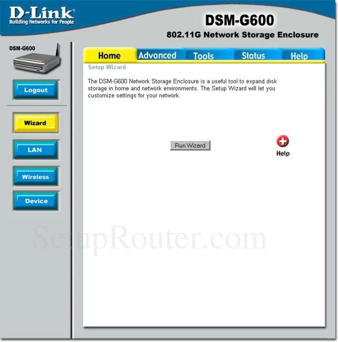 Dlink DSMG600v2 Screenshot Setup Wizard