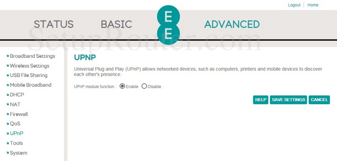 EE Bright Box 2 Screenshot UPnP