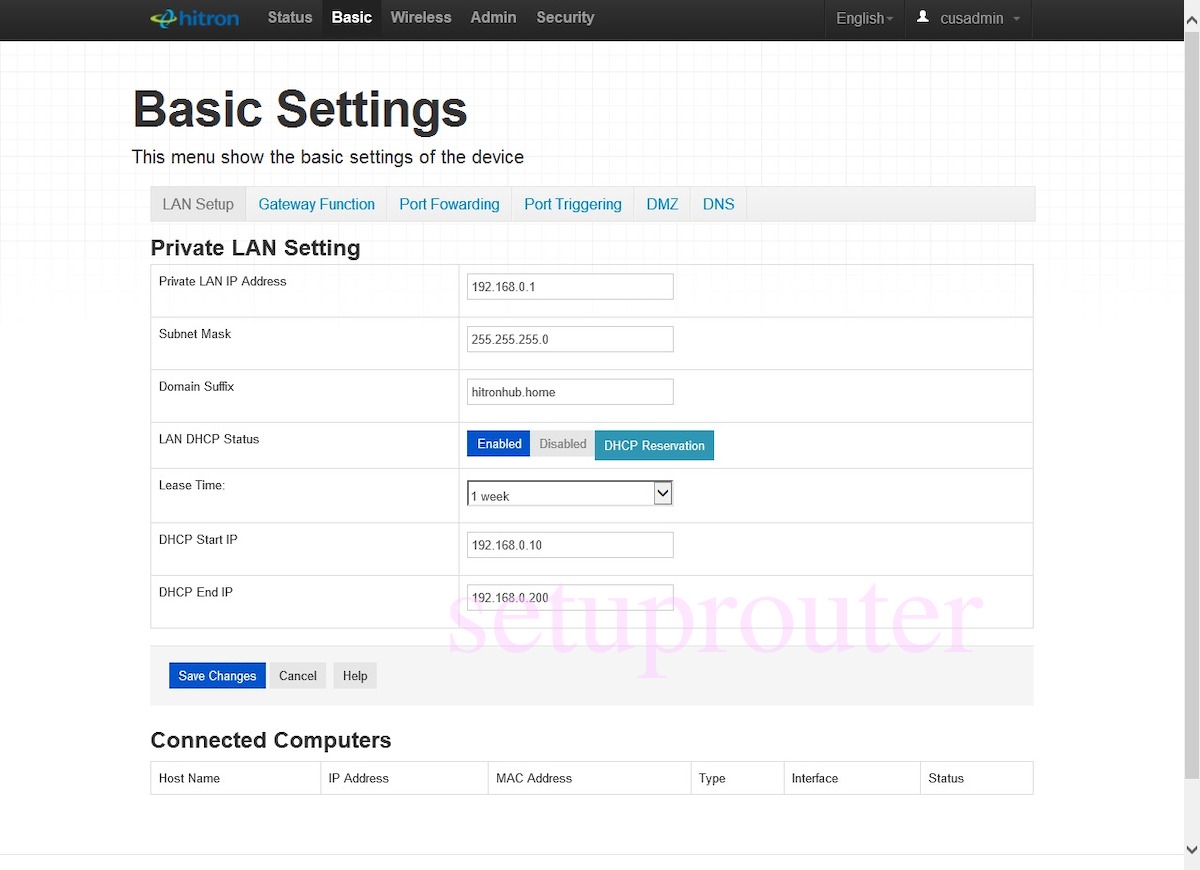How to change the IP Address on a Hitron Technologies CGN3 router