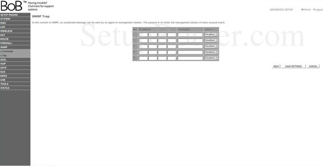 BoB Screenshot SNMP Trap