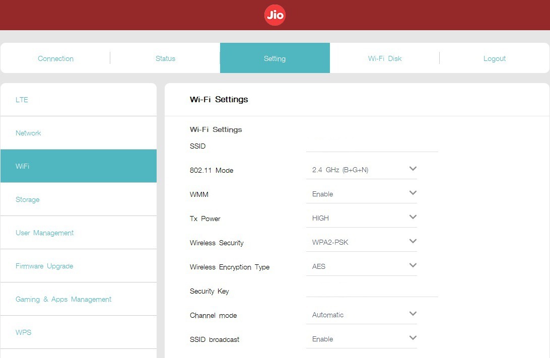 All Screenshots for the Jio JioFi M2