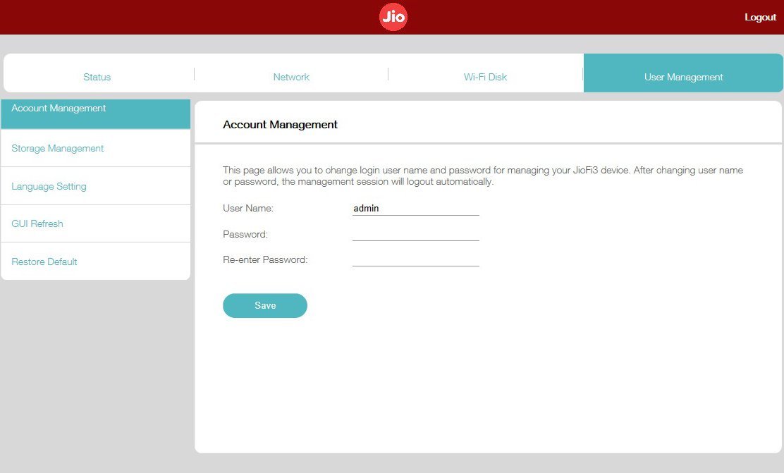 All Screenshots for the Jio JMR540
