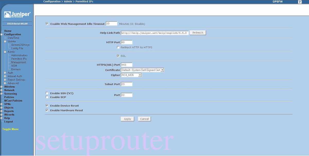 Juniper SSG5 Login Instructions