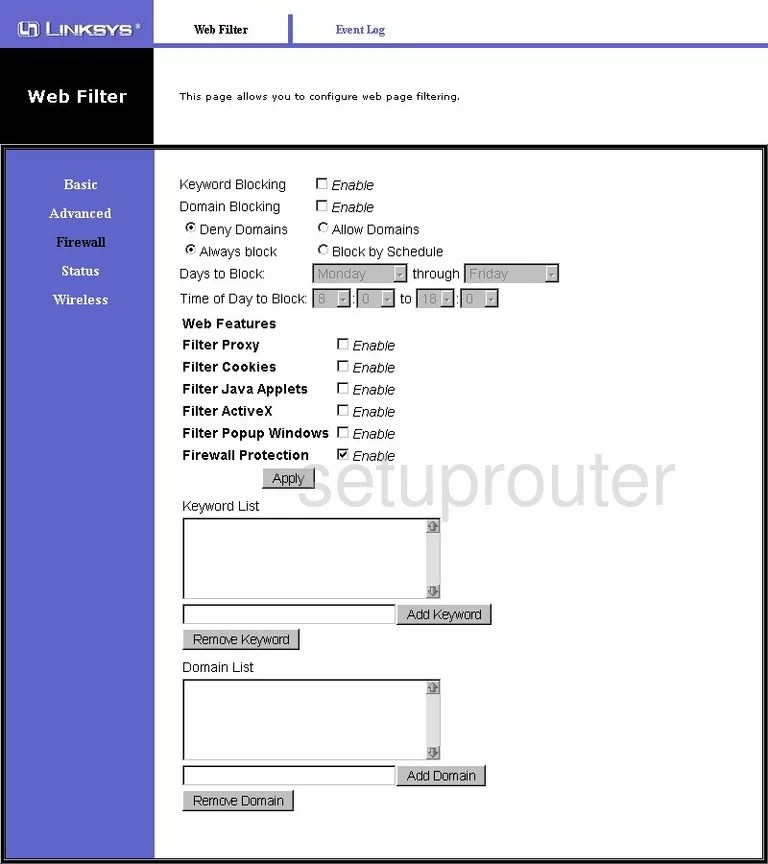 All Screenshots for the Linksys BEFCMUH4