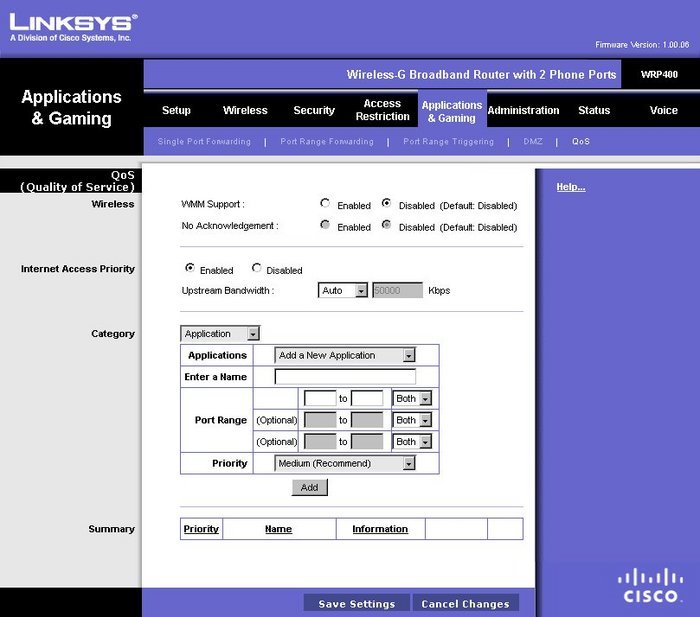 All Screenshots for the Linksys WRP400