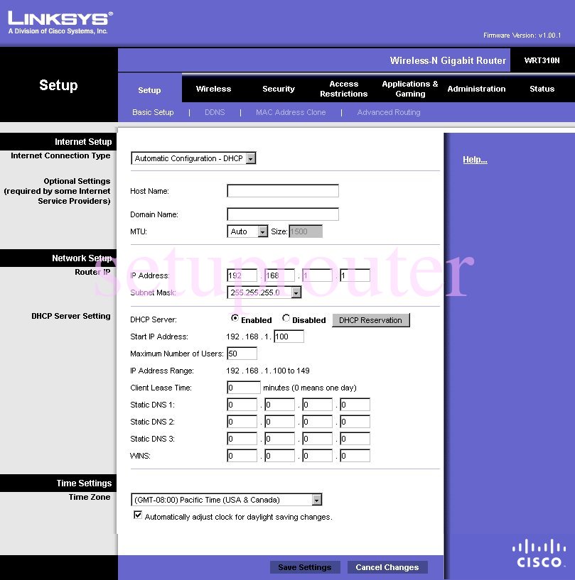 How to change the DNS settings on a Linksys WRT310N router