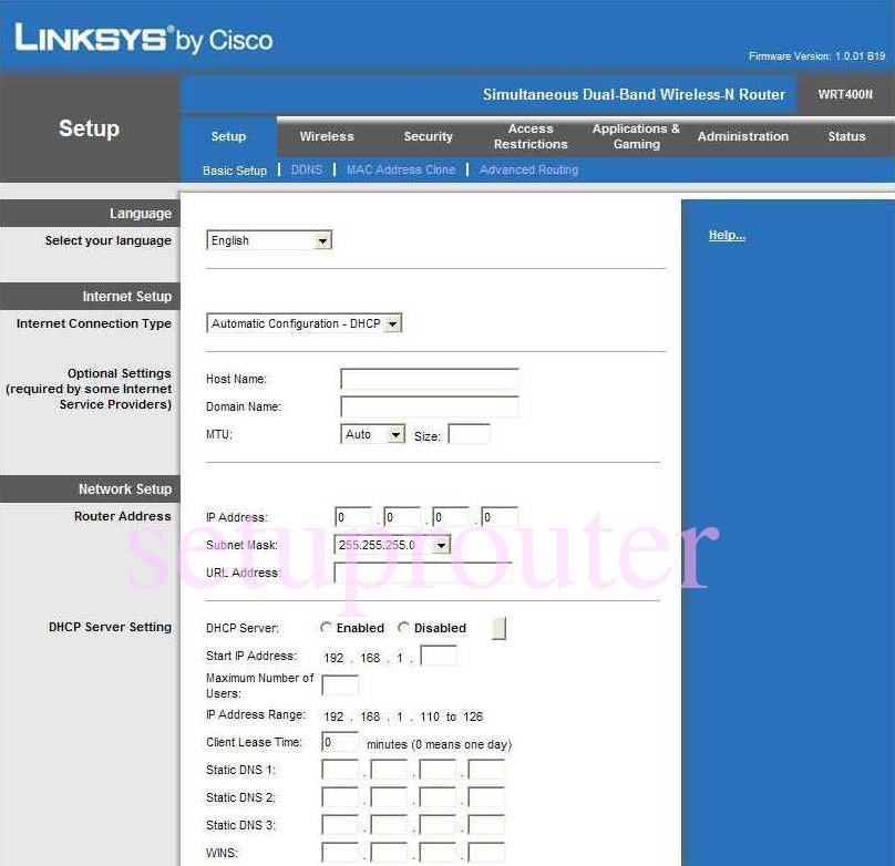 How to change the DNS settings on a Linksys WRT400N router