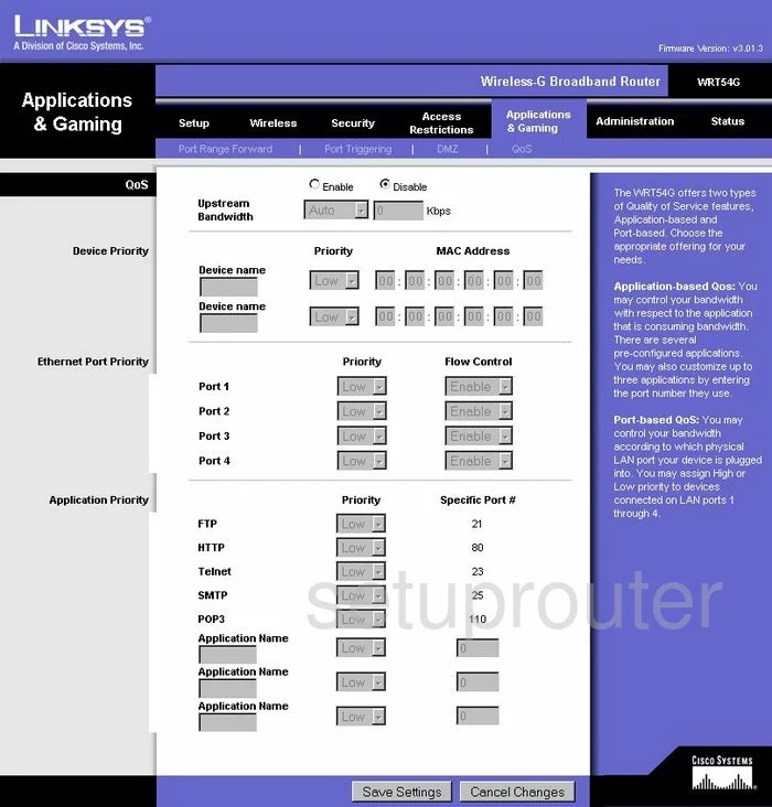 All Screenshots for the Linksys WRT54G