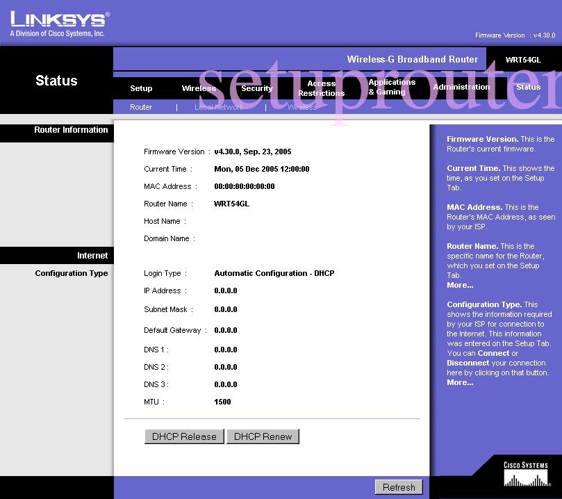 How to change the DNS settings on a Linksys WRT54GL router