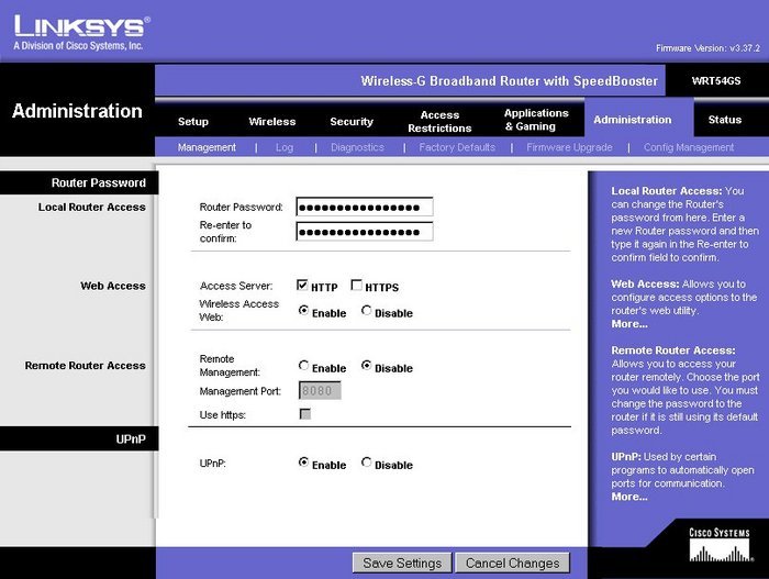 All Screenshots for the Linksys WRT54GS